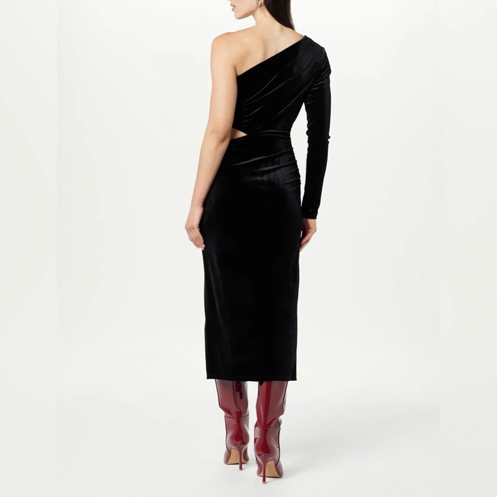 THE DROP LIA ONE SHOULDER CUT OUT VELVET MIDI DRESS NWT XL - Picture 5 of 8